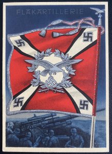 Mint WW 2 Germany Color Picture Postcard Heavy Artillery Wehrmacht flag