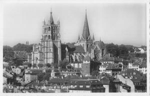 B23966 Lausanne Vue Generale et la cathedrale switzerland real photo