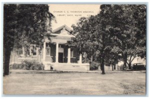 c1930's Charles C C Thornton Memorial Library Saco Maine ME Vintage Postcard