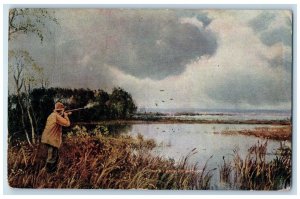 c1910's Man Hunting Ducks Shooting River Fairbury Nebraska NE Antique Postcard