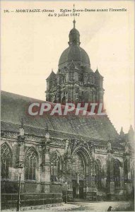 Old Postcard Mortagne (Orne) Church of Our Lady before the fire of July 2, 1887