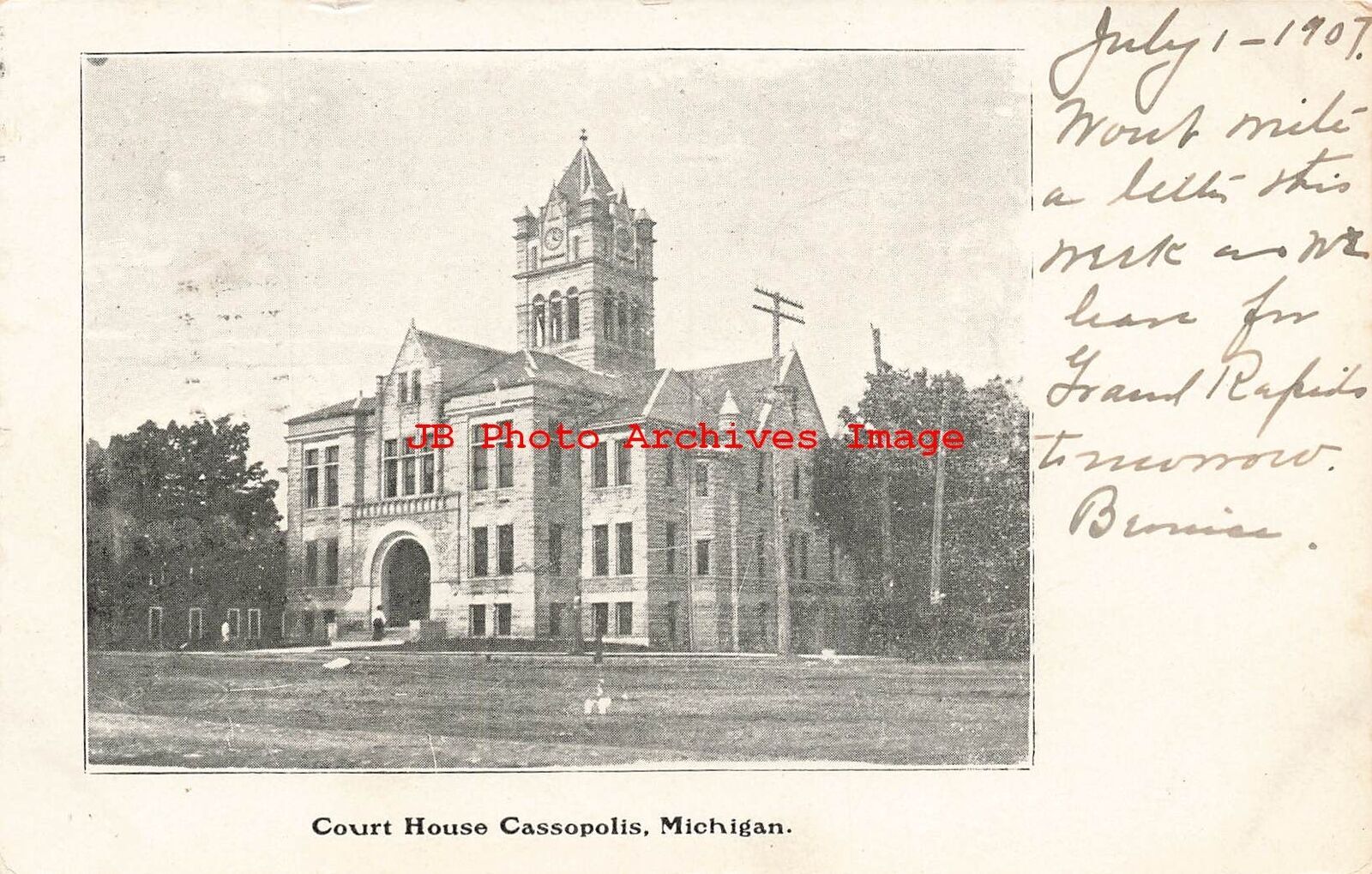 MI, Cassopolis, Michigan, Court House, Exterior View, 1907 PM United