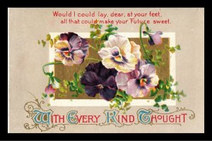 c1910 With Every Kind Thought Castana Iowa Floral Embossed Postcard 5-33