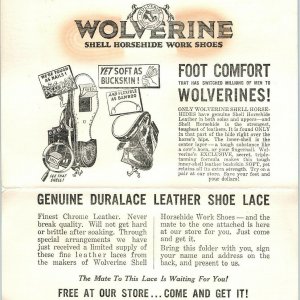 c1960s Springfield, KY Wolverine Shell Horsehide Work Shoes Mailer Post Card R1