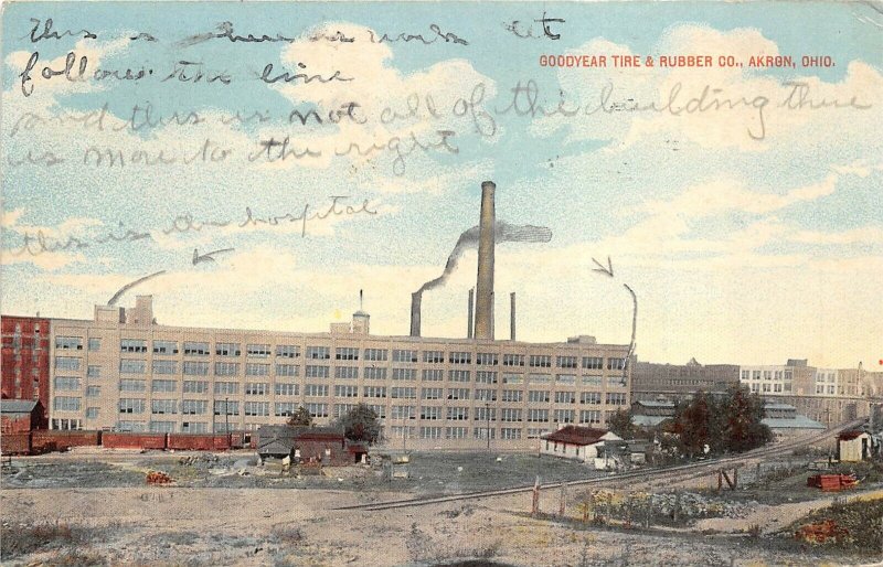 Akron Ohio 1912 Postcard Goodyear Tire & Rubber Company Factory