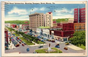 Postcard - Third Street Intersection, Showing Dempsey Hotel - Macon, Georgia