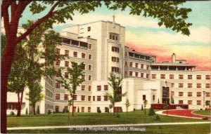 Springfield, MO Missouri   ST JOHN'S HOSPITAL  ca1940's Curteich Linen Postcard