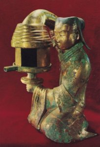 Gilded Bronze Lamp Western Han Dynasty China Relic Chinese Postcard