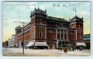 INDIANAPOLIS, IN Indiana ~ TOMLINSON HALL Street Scene 1908 Postcard