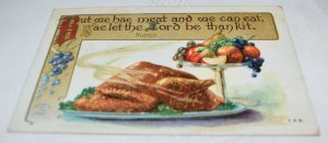 Thanksgiving Burns Quote Turkey Fruit on Stand Postcard 1910