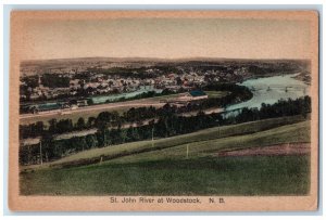 1930 St.John River at Woodstock New Brunswick Canada Antique Postcard