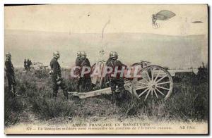 Postcard Old Army A military monoplane comes recognize the positions of the e...