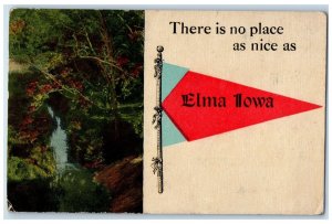 Elma Iowa IA Postcard There Is No Place As Nice Pennant River Trees 1915 Antique