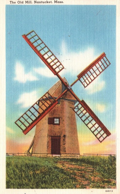 Vintage Postcard 1953 The Old Mill Historic Landmark Nantucket Massachusetts MA