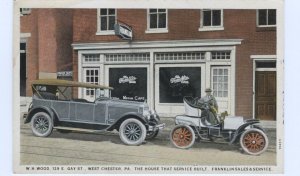 Postcard WH Wood Cars Franklin Sales Service West Chester PA