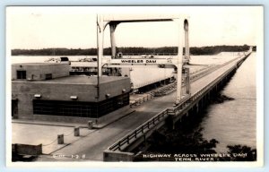 RPPC ROGERSVILLE, Alabama AL ~ Highway across WHEELER DAM 1940  Postcard