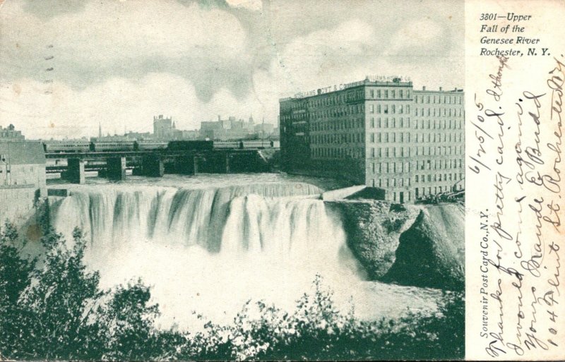 New York Rochester Upper Falls Of The Genesee River 1905