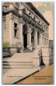 Providence Rhode Island Postcard Main Entrance Providence Public Library c1910's