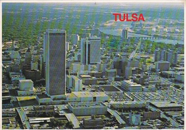 Oklahoma Tulsa Downtown Aerial View 1982