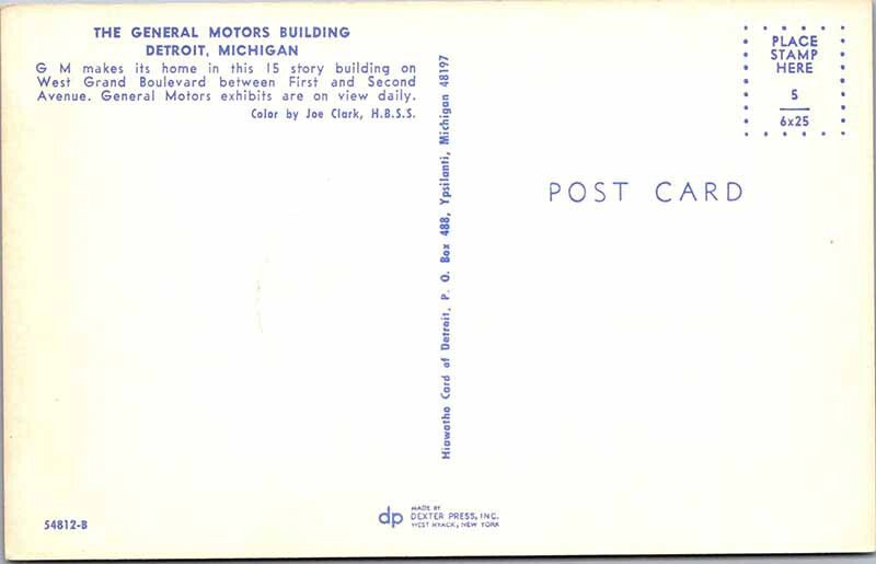 Postcard BUILDING SCENE Detroit Michigan MI AM4702