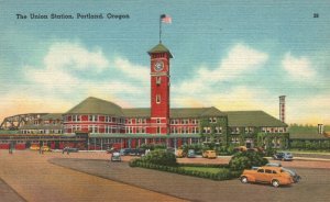 Vintage Postcard 1930's The Union Station Portland Oregon OR Pub. Angelus Commer