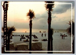 Setting Sun, Clearwater Beach, Florida, Chrome Postcard