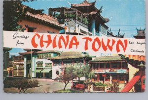 Greetings From Chinatown, Los Angeles, California, Chrome Split View Postcard