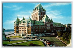 Chateau Frontenac Quebec Canada Postcard Old Cars