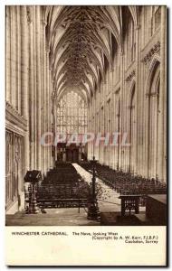 England - England - Winchester Cathedral - The Nave looking West - Old Postcard