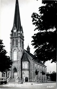 RPPC Postcard WI Plymouth Saint John's Evangelical Lutheran Church 1950s S73