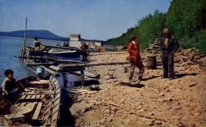 Eskimo fishing boats - Yukon River, Alaska AK  