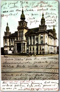 VINTAGE POSTCARD THE CITY HALL AT JERSEY CITY N.J. 1906 GLITTERRED