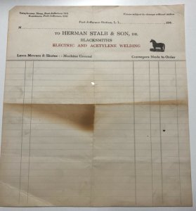 1900 HERMAN STALB Electric Welding BLACKSMITH Port Jefferson NY Blank Letterhead