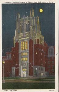 Iowa Iowa City University Hospital Tower At Night University Of Iowa 1945 Cur...