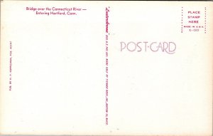 Vtg Hartford CT Bridge Over Connecticut River 1950s View Postcard