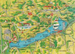 Balaton Hungary Map Megye Postcard