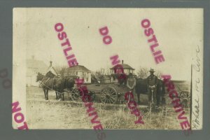 Bellingham MINNESOTA RPPC 1909 ROAD CREW POSING Wagons nr Madison Appleton