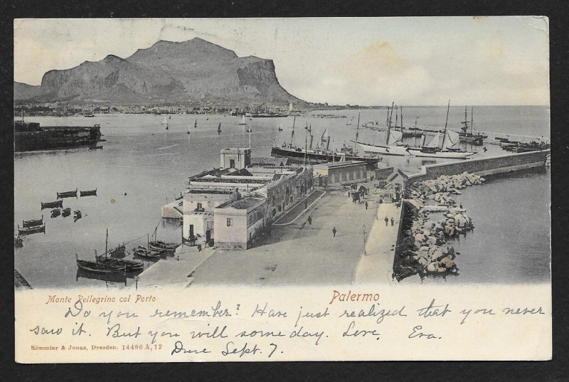 Mt Pellegrino Boats at Palermo ITALY Used c1913