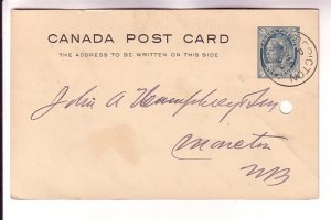 Canadian Postal Stationery Postcard Victoria Maple Leaf Used 1899 New Briunswick