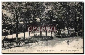 Old Postcard Le Mont Dore The park and shops