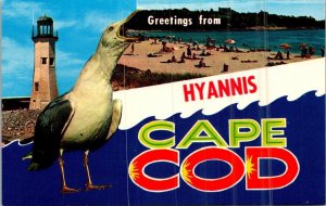 Greetings From Hyannis Cape Cod Massachusetts Split View
