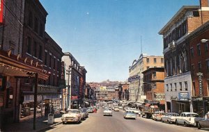 Main Street Scene BANGOR, MAINE 50s Cars Hotel Commodore c1950s Vintage Postcard