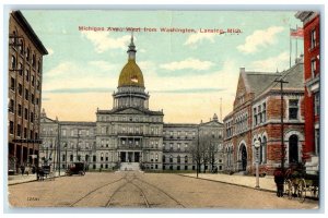 1913 Michigan Avenue West From Washington Exterior Lansing Michigan MI Postcard