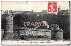 Old Postcard Fougeres The feudal Chateau and Church of St. Leonard