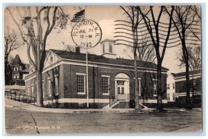 1942 Post Office Building View Stairs Flag Plymouth New Hampshire NH Postcard 