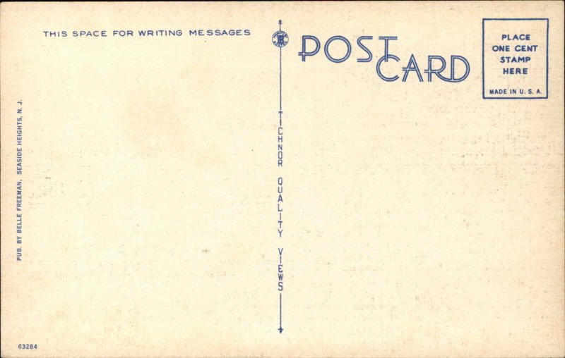 Seaside Heights NJ Portor Ave LINEN Postcard