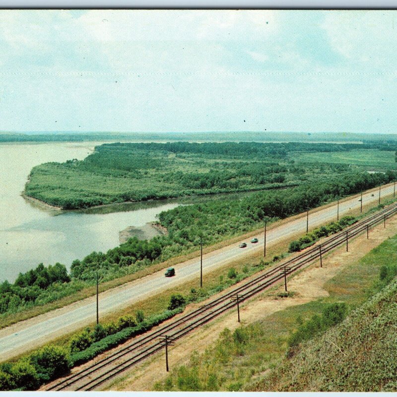 c1960s Panoramic View of Three States NE, IA, SD Postcard Missouri River A73