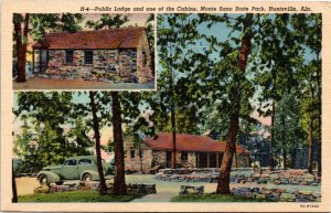 Postcard AL Huntsville Public Lodge One of the Cabins Sano State Park 1940s S74