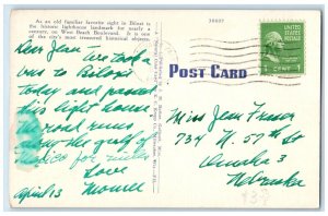Biloxi Mississippi Postcard Historic Lighthouse Tower West Beach Boulevard c1940