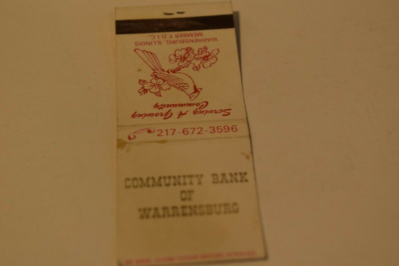 Community Bank of Warrensburg Cardinal 20 Strike Matchbook Cover